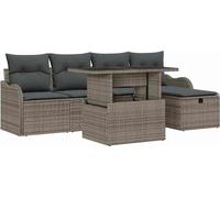 Ensemble de canapé de jardin avec coussin 6 pcs Gris Poly rotin