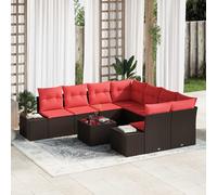 vidaXL – Ensemble de salon de jardin 9 pièces – Noir et turquoise – Résine tressée