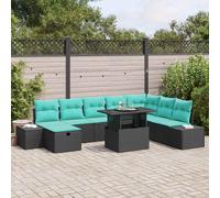 Ensemble de canapés de jardin vidaXL, 9 pièces, noir, en résine tressée