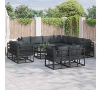 Ensemble de canapés de jardin vidaXL, 11 pièces, noir, aluminium