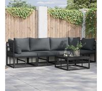 Ensemble de canapé de jardin avec oreiller Noir Métal Mobilier Terrasse vidaXL v