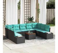 Ensemble de salon de jardin vidaXL, 10 pièces, noir et turquoise
