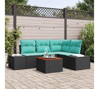 Ensemble de canapés de jardin vidaXL, 5 pièces, noir et turquoise, en résine tressée