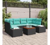 Ensemble de canapés de jardin vidaXL, 7 pièces, noir et turquoise, en résine tressée