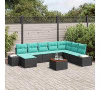 Ensemble de salon de jardin vidaXL, 9 pièces, noir et turquoise