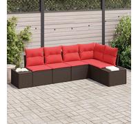 vidaXL Ensemble de canapés de jardin 5 pièces noir/turquoise en résine tressée polyrotin