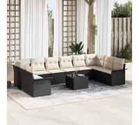 Ensemble de canapés de jardin vidaXL avec rangement, 11 pièces, en polyrotin marron