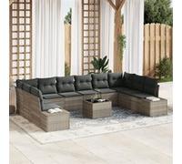 Ensemble de Canapé de Jardin de 11 Pièces avec Coussins Gris Rattan Gris G