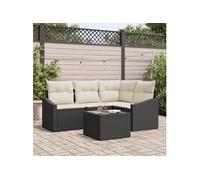 vidaXL Ensemble de canapés avec coussins 5 pcs noir poly rotin