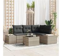vidaXL Ensemble de canapé de jardin 5 pièces avec coussins gris clair Poly-Rattan