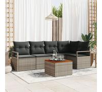 Ensemble De Canapé De Jardin De 6 Pièces Vidaxl Avec Coussins Gris En Poly Rotin Acacia, Canapé De Jardin De 2 Places Vidaxl Avec Rangement Et Coussins Gris En Poly Rotin