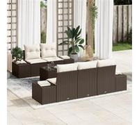 vidaXL Ensemble de canapé de jardin avec coussins 6 pcs brun et crème Poly-Rotin