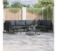 Ensemble de canapé de jardin moderne avec coussin en acier noir 6 pièces offre un endroit confortable pour se détendre au printemps et en été. Fabriqué en acier résistant avec revêtement en poudre,