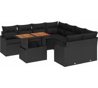 Ensemble de canapé de jardin modulaire 8 places avec rangement intégré, en poly rotin noir, résistant aux UV et intempéries, pour extérieur