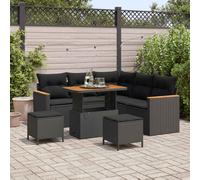 vidaXL Ensemble de canapé de jardin modulaire 8 pièces poly rotin Beige avec coussins