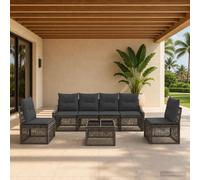 vidaXL Ensemble de canapé de jardin 7 pièces gris en résine tressée