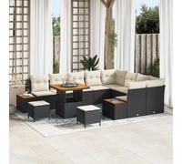 vidaXL Ensemble de canapés de jardin Rotin poly et acier laqué, 12 pièces 11 places Beige/Crème