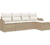 Ensemble de canapé de jardin vidaXL, 5 pièces, beige, en résine tressée