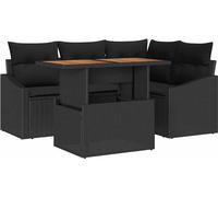 Ensemble de canapé de jardin vidaXL, 5 pièces, noir, en résine tressée