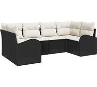 Ensemble de canapé de jardin vidaXL, 6 pièces, noir [Matériau synthétique] : rotin synthétique