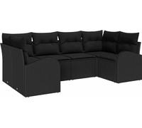 Ensemble de canapé de jardin vidaXL, 6 pièces, noir [Matériau synthétique] : rotin synthétique
