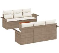 Ensemble de canapé de jardin vidaXL, 7 pièces, beige, en résine tressée