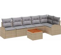 Ensemble de canapé de jardin vidaXL, 7 pièces, beige, en résine tressée
