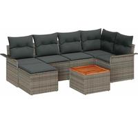 Ensemble de canapé de jardin vidaXL, 7 pièces, gris, en résine tressée