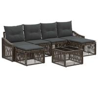 Ensemble de canapé de jardin vidaXL, 7 pièces, gris, en résine tressée