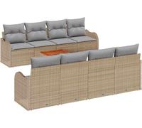 Ensemble de canapé de jardin vidaXL, 9 pièces, en polyrotin beige et gris clair
