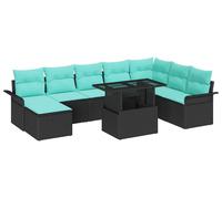 Ensemble de canapé de jardin vidaXL, 9 pièces, noir [Matériau synthétique] : rotin synthétique