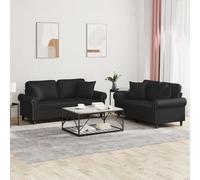 Ensemble de canapé design 2 pièces avec coussins Noir Similicuir - Canapés classiques 2025 Neu4870513 4parcel