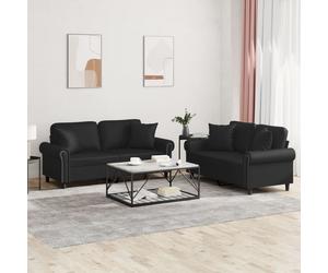 Ensemble de canapé design 2 pièces avec coussins Noir Similicuir - Canapés classiques 2025 Neu4870513 4parcel