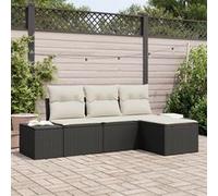 Ensemble de canapé jardin 4 pièces avec coussins noir en rotin synthétique G