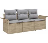vidaXL Ensemble de canapés 3 pièces avec coussins – beige et gris en polyrotin