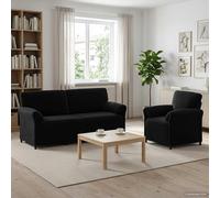 vidaXL Ensemble de Canapés 2 pc Noir Velours