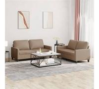 Ensemble de canapés 2 pcs avec coussins Cappuccino Similicuir Multicolore G