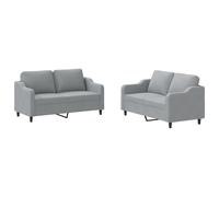Ensemble de canapés 2 pcs avec coussins Gris clair Tissu