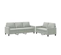 Ensemble de canapés 2 pcs avec coussins Gris clair Velours