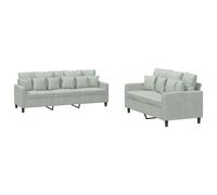 Ensemble de canapés 2 pcs avec coussins Gris clair Velours