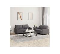 vidaXL Ensemble de canapés 2 pcs - Similicuir Gris