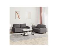 vidaXL Ensemble de canapés 2 pcs avec coussins Gris Similicuir3201410 Gris G