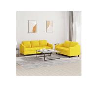 vidaXL Ensemble de canapés 2 pcs avec coussins Jaune clair Tissu Jaune G