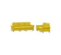 Ensemble de canapés 2 pcs avec coussins Jaune Velours