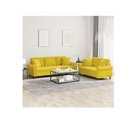 vidaXL Ensemble de canapés 2 pcs jaune velours