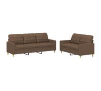 Ensemble de canapés 2 pcs avec coussins Marron Tissu
