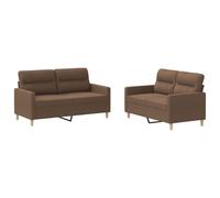 Ensemble de canapés 2 pcs avec coussins Marron Tissu