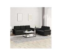 vidaXL Ensemble de canapés 2 pcs 3202255 – avec coussins, accoudoirs et dossier, Noir velours