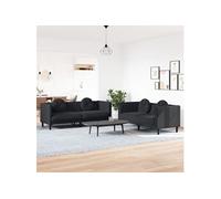vidaXL Ensemble de canapés 2 pcs avec coussins - Noir velours