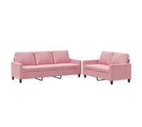Ensemble de canapés 2 pcs avec coussins Rose Velours